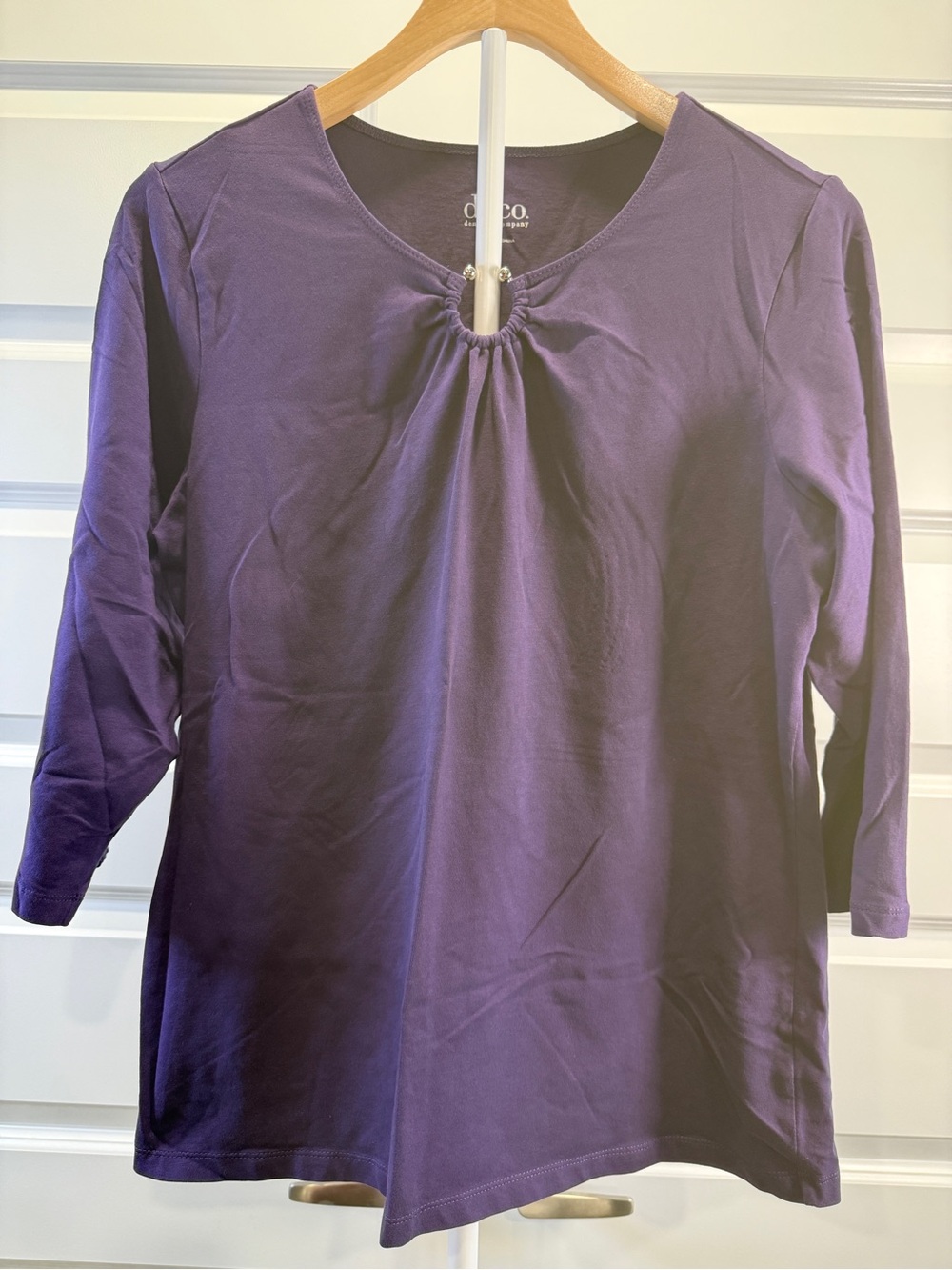 D&Co Purple Gathered Keyhole Long-Sleeve Tee